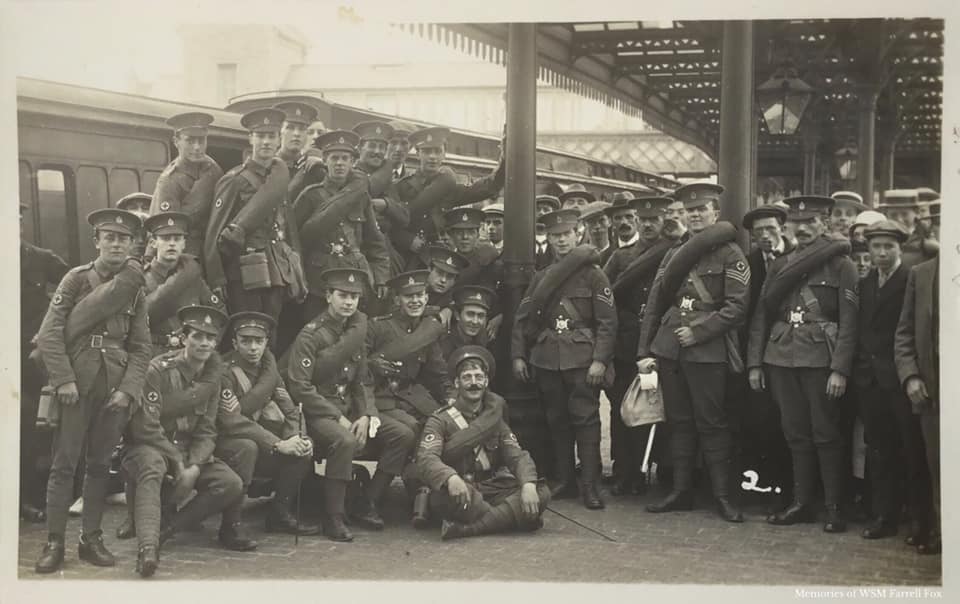 WW1 soldiers at Weston Station 1914